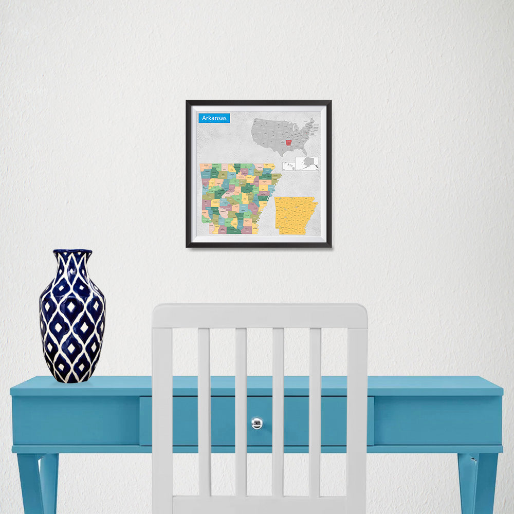 Ezposterprints - Arkansas (AR) State - General Reference Map - 10x10 ambiance display photo sample