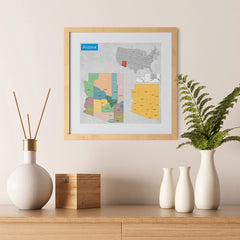 Ezposterprints - Arizona (AZ) State - General Reference Map - 12x12 ambiance display photo sample