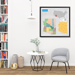 Ezposterprints - Arizona (AZ) State - General Reference Map - 32x32 ambiance display photo sample