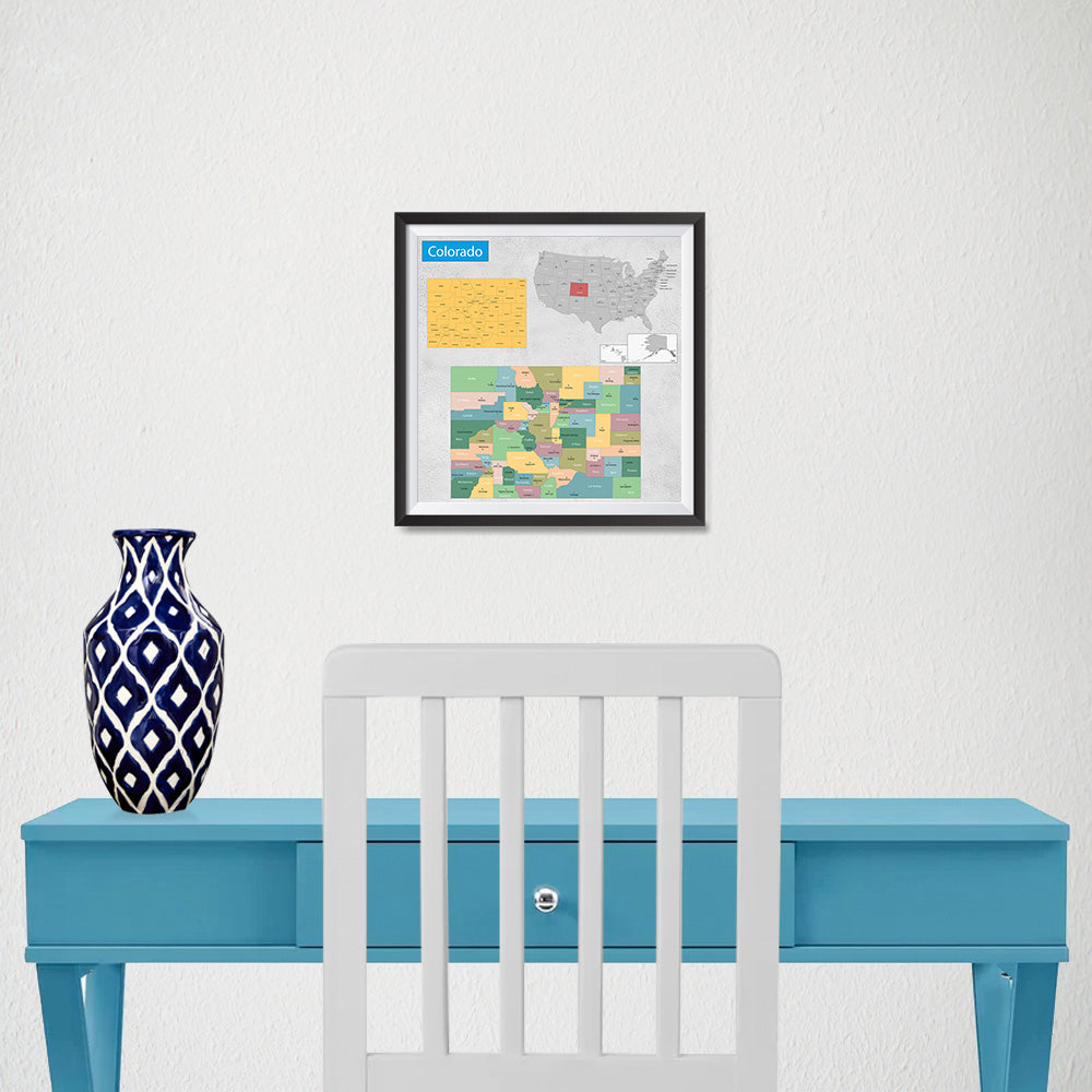 Ezposterprints - Colorado (CO) State - General Reference Map - 10x10 ambiance display photo sample