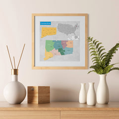 Ezposterprints - Connecticut (CT) State - General Reference Map - 12x12 ambiance display photo sample