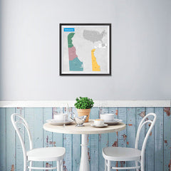 Ezposterprints - Delaware (DE) State - General Reference Map - 16x16 ambiance display photo sample