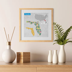 Ezposterprints - Florida (FL) State - General Reference Map - 12x12 ambiance display photo sample