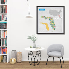 Ezposterprints - Florida (FL) State - General Reference Map - 32x32 ambiance display photo sample