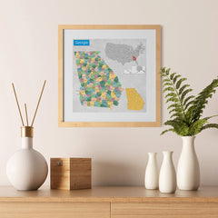 Ezposterprints - Georgia (GA) State - General Reference Map - 12x12 ambiance display photo sample