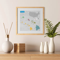 Ezposterprints - Hawaii (HI) State - General Reference Map - 12x12 ambiance display photo sample