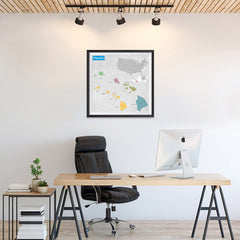 Ezposterprints - Hawaii (HI) State - General Reference Map - 24x24 ambiance display photo sample