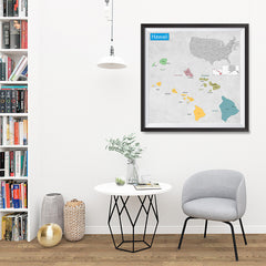 Ezposterprints - Hawaii (HI) State - General Reference Map - 32x32 ambiance display photo sample