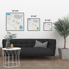 Ezposterprints - Hawaii (HI) State - General Reference Map ambiance display photo sample