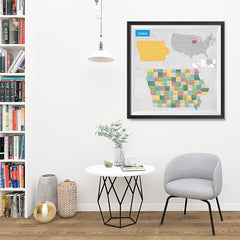 Ezposterprints - Iowa (IA) State - General Reference Map - 32x32 ambiance display photo sample