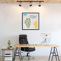 Ezposterprints - Illinois (IL) State - General Reference Map - 24x24 ambiance display photo sample