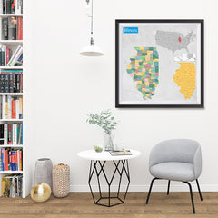 Ezposterprints - Illinois (IL) State - General Reference Map - 32x32 ambiance display photo sample