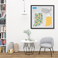 Ezposterprints - Indiana (IN) State - General Reference Map - 32x32 ambiance display photo sample