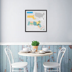 Ezposterprints - Massachusetts (MA) State - General Reference Map - 16x16 ambiance display photo sample