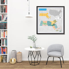 Ezposterprints - Massachusetts (MA) State - General Reference Map - 32x32 ambiance display photo sample