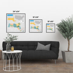 Ezposterprints - Massachusetts (MA) State - General Reference Map ambiance display photo sample