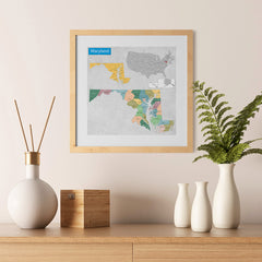 Ezposterprints - Maryland (MD) State - General Reference Map - 12x12 ambiance display photo sample