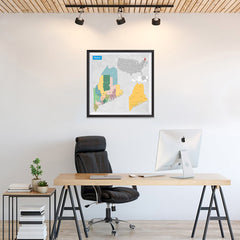 Ezposterprints - Maine (ME) State - General Reference Map - 24x24 ambiance display photo sample