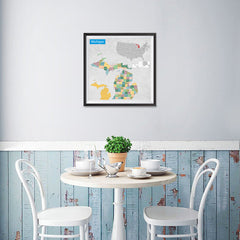 Ezposterprints - Michigan (MI) State - General Reference Map - 16x16 ambiance display photo sample