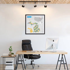 Ezposterprints - Michigan (MI) State - General Reference Map - 24x24 ambiance display photo sample
