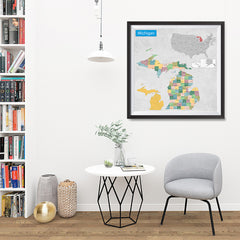 Ezposterprints - Michigan (MI) State - General Reference Map - 32x32 ambiance display photo sample