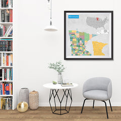 Ezposterprints - Minnesota (MN) State - General Reference Map - 32x32 ambiance display photo sample