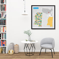 Ezposterprints - Mississippi (MS) State - General Reference Map - 32x32 ambiance display photo sample