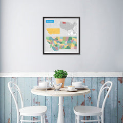 Ezposterprints - Montana (MT) State - General Reference Map - 16x16 ambiance display photo sample