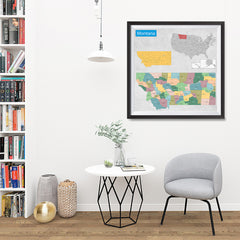 Ezposterprints - Montana (MT) State - General Reference Map - 32x32 ambiance display photo sample