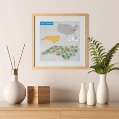 Ezposterprints - North Carolina (NC) State - General Reference Map - 12x12 ambiance display photo sample
