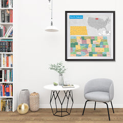 Ezposterprints - North Dakota (ND) State - General Reference Map - 32x32 ambiance display photo sample