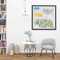Ezposterprints - Nebraska (NE) State - General Reference Map - 32x32 ambiance display photo sample