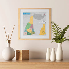 Ezposterprints - New Hampshire (NH) State - General Reference Map - 12x12 ambiance display photo sample