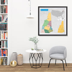 Ezposterprints - New Hampshire (NH) State - General Reference Map - 32x32 ambiance display photo sample