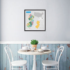 Ezposterprints - New Jersey (NJ) State - General Reference Map - 16x16 ambiance display photo sample