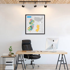 Ezposterprints - New Jersey (NJ) State - General Reference Map - 24x24 ambiance display photo sample