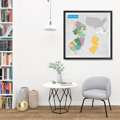 Ezposterprints - New Jersey (NJ) State - General Reference Map - 32x32 ambiance display photo sample