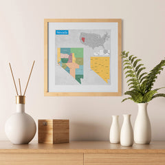 Ezposterprints - Nevada (NV) State - General Reference Map - 12x12 ambiance display photo sample