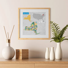 Ezposterprints - New York (NY) State - General Reference Map - 12x12 ambiance display photo sample