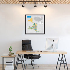 Ezposterprints - New York (NY) State - General Reference Map - 24x24 ambiance display photo sample