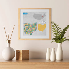 Ezposterprints - Ohio (OH) State - General Reference Map - 12x12 ambiance display photo sample