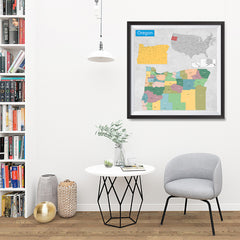 Ezposterprints - Oregon (OR) State - General Reference Map - 32x32 ambiance display photo sample