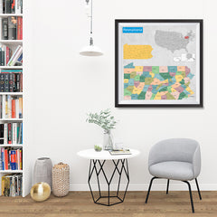 Ezposterprints - Pennsylvania (PA) State - General Reference Map - 32x32 ambiance display photo sample