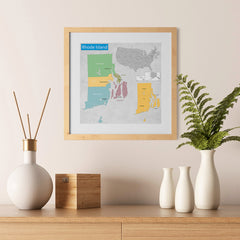 Ezposterprints - Rhode Island (RI) State - General Reference Map - 12x12 ambiance display photo sample