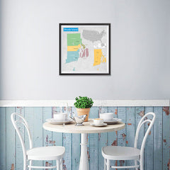 Ezposterprints - Rhode Island (RI) State - General Reference Map - 16x16 ambiance display photo sample