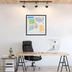 Ezposterprints - Rhode Island (RI) State - General Reference Map - 24x24 ambiance display photo sample