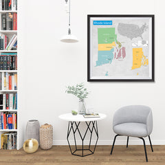 Ezposterprints - Rhode Island (RI) State - General Reference Map - 32x32 ambiance display photo sample