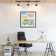 Ezposterprints - South Dakota (SD) State - General Reference Map - 24x24 ambiance display photo sample