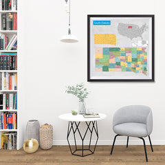 Ezposterprints - South Dakota (SD) State - General Reference Map - 32x32 ambiance display photo sample