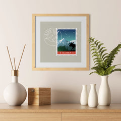 Ezposterprints - ALASKA - Retro USA State Stamp Posters Collection - 12x12 ambiance display photo sample